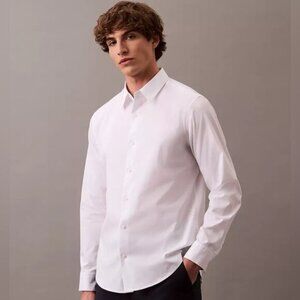 Calvin Klein Men Slim Fit Non Iron White Dress Shirt 17 34/35